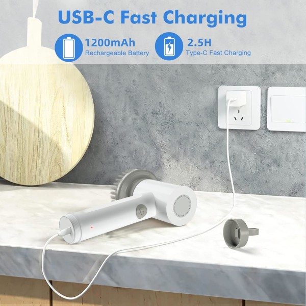 Elektrisk rengjøringsbørste, trådløs håndvask, USB oppladbar