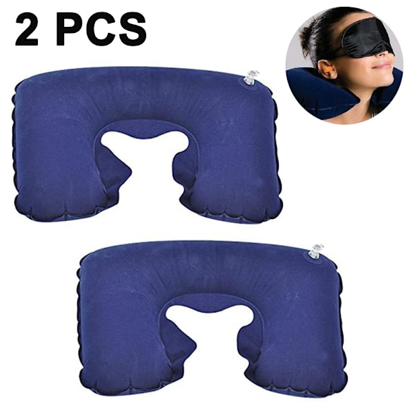 2-pack U-formad portabel uppblåsbar resekudde