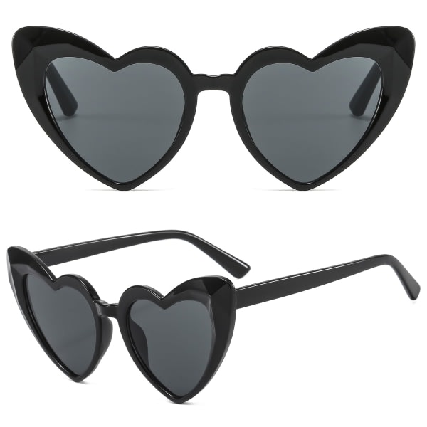 Love Heart Solbriller for kvinner, Mote Vintage briller Cat Eye Style Briller Fin kjoletilbehør for damer jenter Sommerfest
