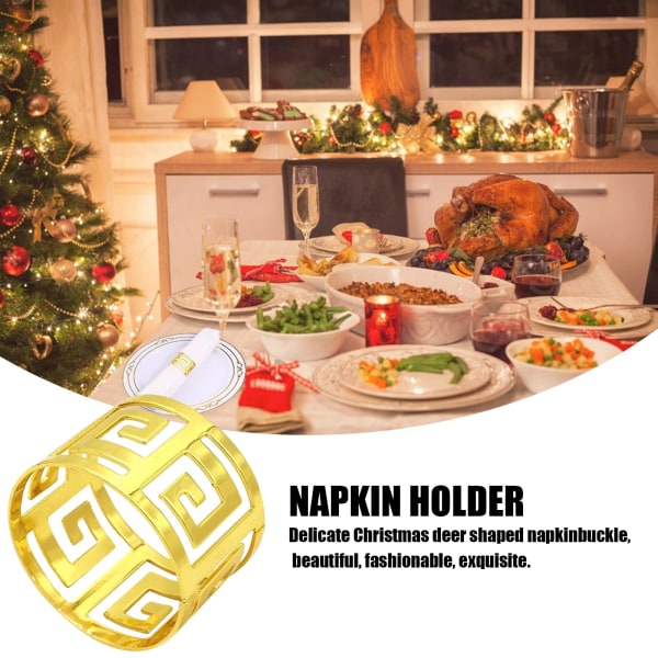 Lautasliinasormukset, 6 kpl metalliset lautasliinapidikkeet soljet Kultaiset lautasliinasormukset jouluksi, kiitospäiväksi, häiksi, juhliin, illallisiksi, pöytäkoristeeksi
