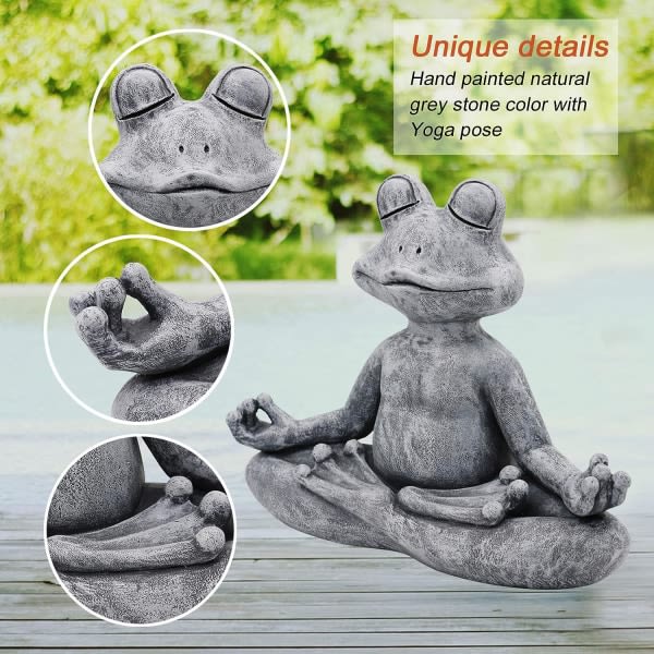 Meditation Groda Staty Trädgårdsdekoration Utomhus Buddha Zen Yoga Groda Trädgårdsstaty - Inomhus Hemträdgård Skulptur Familjepresent, 32,5 cm