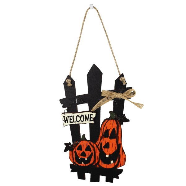 Halloween dekorasjon husnummer, spøkelsesfestival velkomstkort, Halloween tregresskar svart katt kirkegård slott spøkelse dress up tilbehør (C) C