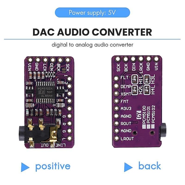 Pcm5102 I2s Iis Digital Audio Dac Dekoder Modul Stereo Dac Digital-till-analog Konverter Röst Modul