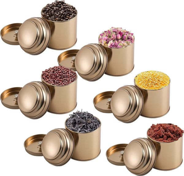 Te dåser med lufttætte dobbeltlåg Mini rund opbevaring til kaffe sukker løs te 50g