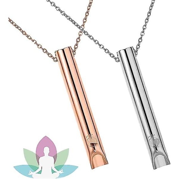 2st Andningshalsband, Ångest Halsband för Kvinnor, Stress Relief Mindful Andningshalsband Rostfritt för Meditation Avslappning Silver rose gold