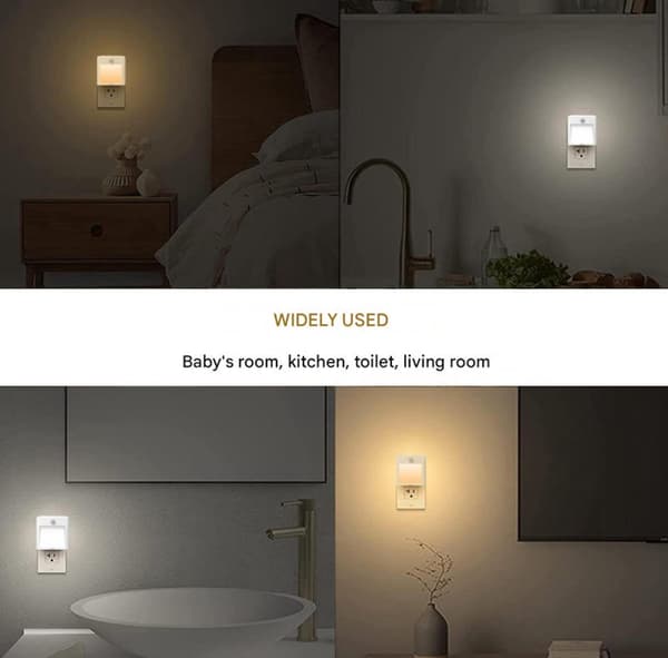 Bevegelsessensor Nattlys 2-pakning Dimbar LED Varmhvit 30/60/120 Sekunder Stikkontaktplugg
