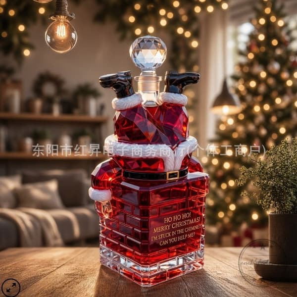 Jul-tomte som fastnat i skorstenen Santa Claus bottle