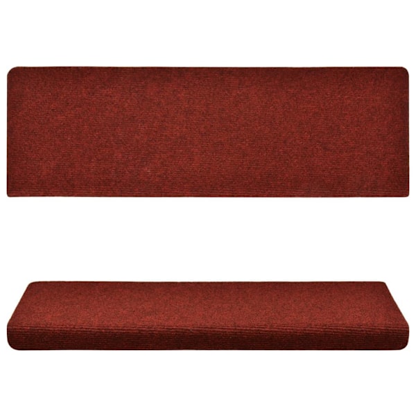 vidaXL Trappestegsmatter 15 stk nålet 65x21x4 cm rød red 3200