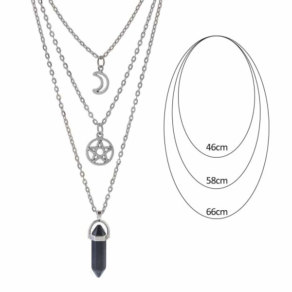Moon Pentagram Halsband Pentacle Crystal Chakra Halsband Charm