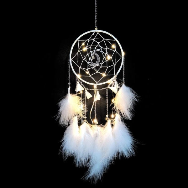 Valkoinen Moonlight Wrap Light - Dreamcatcher Feathers Decorati