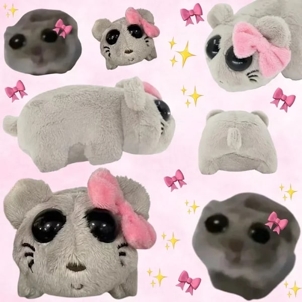 Sorgfull hamster kosebamse, sorgfull hamster meme kosebamse med innebygd fiolyd - Kosebamse for barn gutter jenter