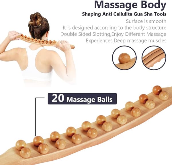 Rygmassager, træmassagepind, forlænget træmassagepind, træ gua sha massagepind Bruin