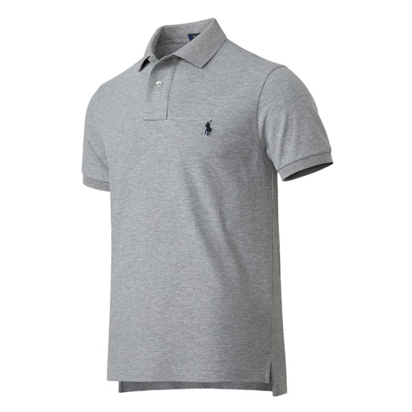 Herre kortærmet poloshirt i bomuld Grå Grey Grey L