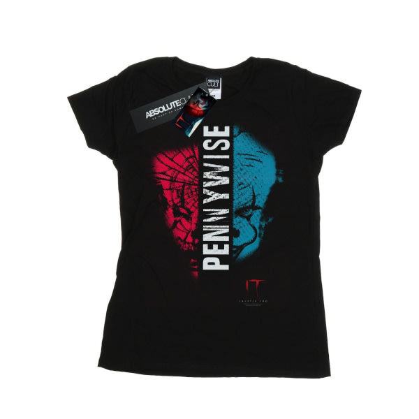 It Luku 2 Naiset/Naiset Pennywise-t-paita puuvillasta, halkaistut kasvot Musta XXL