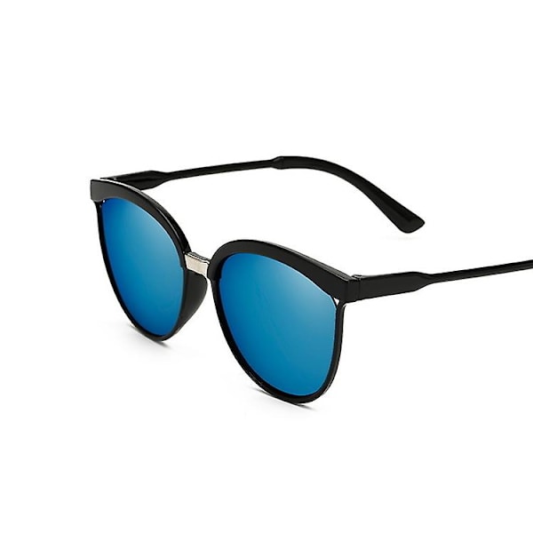 Vintage Svarta Solbriller Kvinde Cat Eye Solbriller Til Kvinde Farve Linse Spejl Dame Solbriller Kvindeligt Modemærke Design Oculo Blue Lens