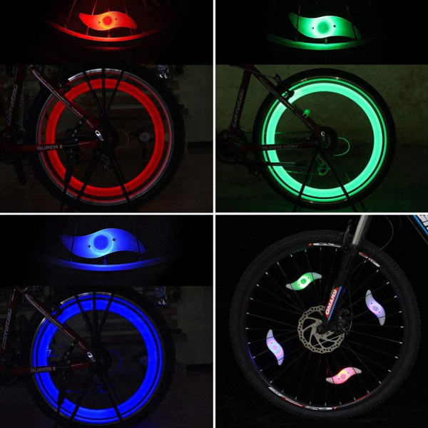 Bike Spoke Light, 8 delar Cykelhjul ekerlampor, för MTB-fäste