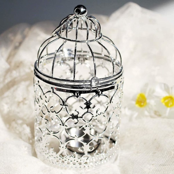 2 stk liten metall hengende fuglebur lanterne, vintage bryllup