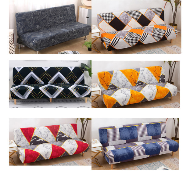 Geometrisk mønster 2-seters armløst trekk Sklisikker sofafold