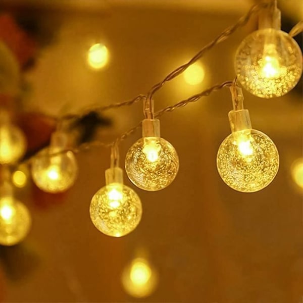 XMTECH 30m 240 LED Boll Ljusslinga - Varmvit med 8 Lägen IP44-kontakt Strömkabel - för Julfest