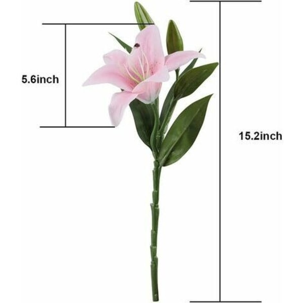Konstgjorda blommor, 5 st Real Touch latex konstgjorda liljor i vas för bröllopsbukett/heminredning/fest/gravarrangemang