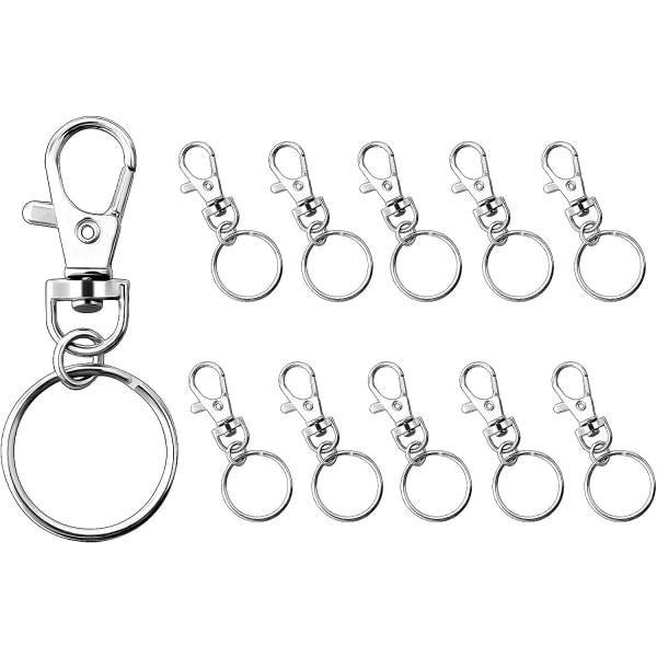 Nyckelringar Nyckelringar, 10 st metallnyckelringsklämma, löstagbara hummerspännen med delad ring for å gjøre DIY smycken
