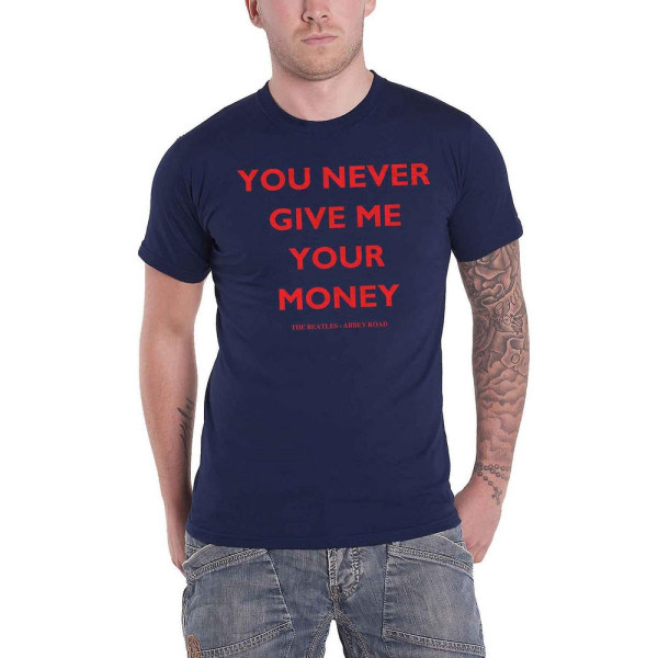 The Beatles Unisex Adult You'll Never Give Me My Money Back Prin Navy Blue S