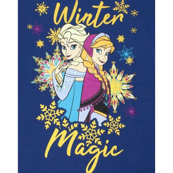 Frozen Girls Winter Magic Anna ja Elsa Glitter pitkähihainen T- sininen 2-3 vuotta