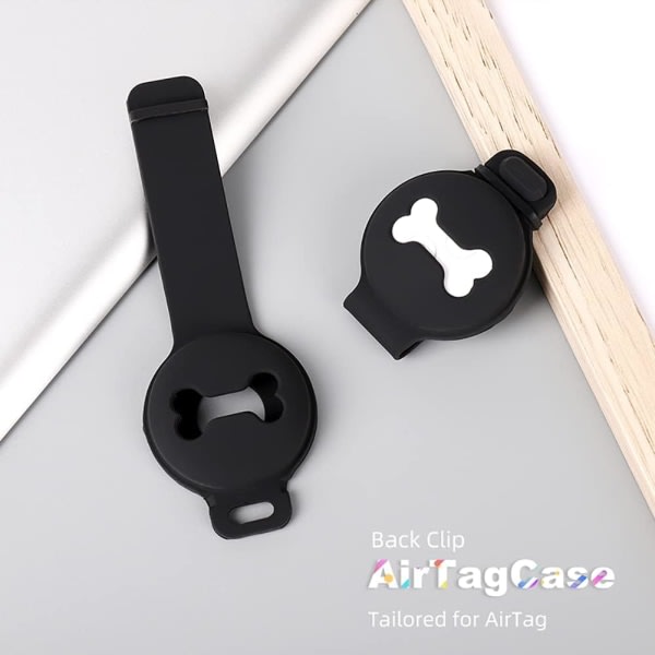 2-pack case Finder hund- och katthalsbandsring, husdjursringhållare för Apple Locator Tracker Anti-Lost Device, svart
