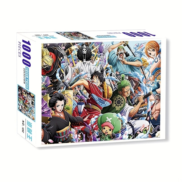 Flygplanspussel 1000 bitar Vuxen One Piece Anime Dekompressionsleksak Gåva Barn Tecknat Mönster Papperspussel