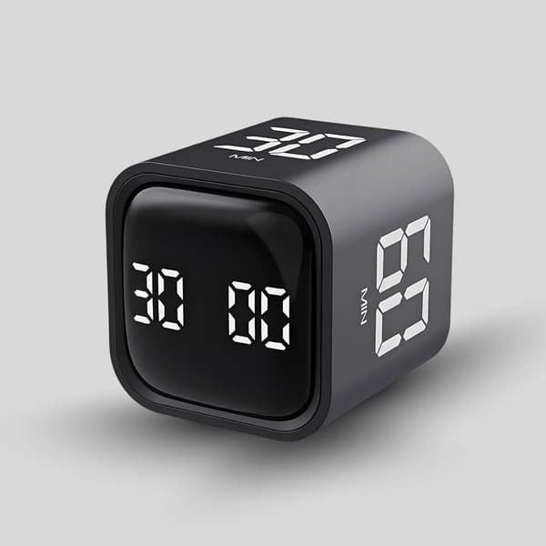 Pomodoro Terning Fokus Timer, Digital Nedtællings Timer Terning, Roterende Terning Timer til ADHD Arbejde Studie, USB C Genopladelig