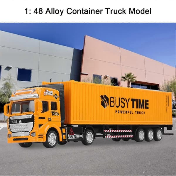 1:48 Legering Container Lastbil Model Legetøj Meget Simulation Børnebil Legetøj Køretøj Til Børn 3-6 År - Ja Yellow