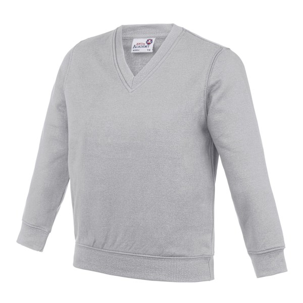 AWDis Academy Barn/Barn Junior V-hals Skolegenser/Sweatshirt Grå Grey 5-6 Years