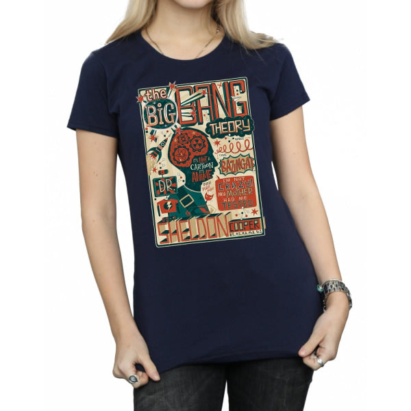 Big Bang Theory Dam/Ladies Infographic Poster bomuld T-shirt Marineblå L