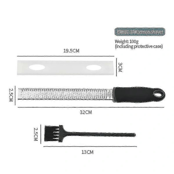 Microplane Zester Rivejern i Sort Farve til Citrus, Parmesan, Ingefær, Chokolade og Muskatnød med Fint Blad-XF14-