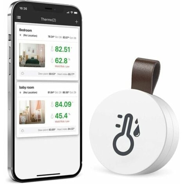 Bluetooth inomhushygrometertermometer, mini inomhustermometer, temperaturövervakningssensor, digital hygrometer för Hom