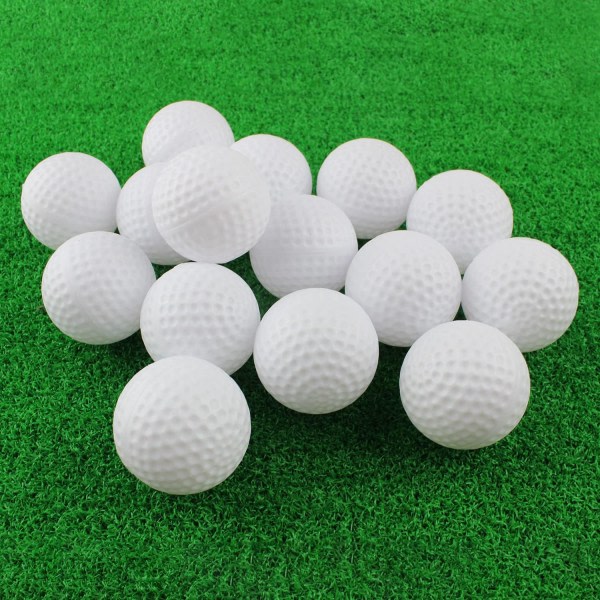 Golføvelsesbollar, ihåliga plastgolfbollar for inomhusträning - pakke med 20 (vit)