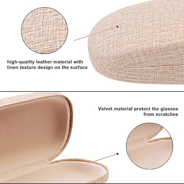 4-pak linnedug-hårde brilleskrin, solbriller beskyttelsesboks med 4 brilleservietter 4 farver