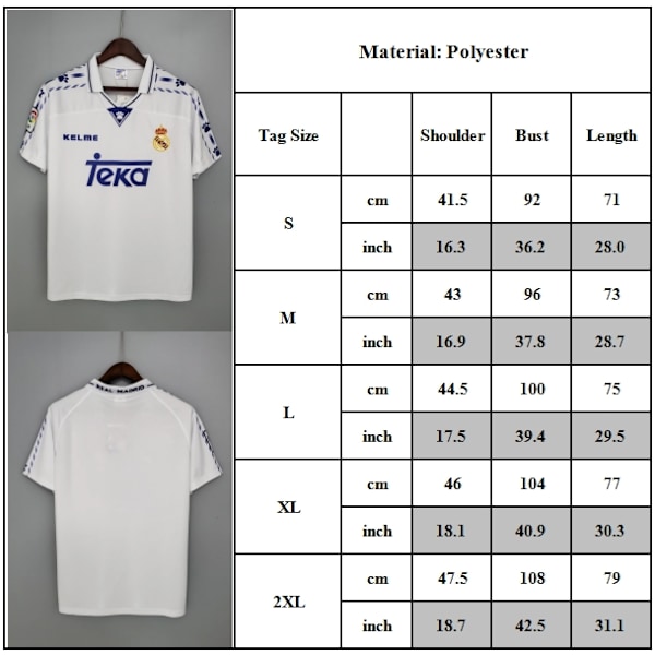 REAL MADRID 1996 - 1997 HEMMATRÖJA Herr Retro Fotbollströja M