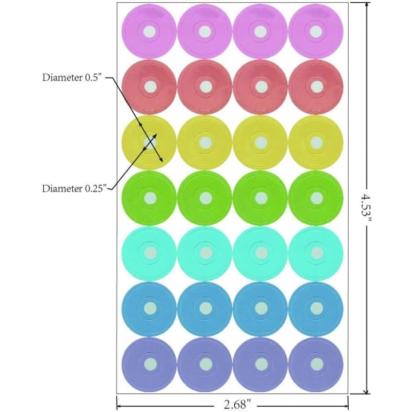 Flerfargede regnbueetiketter for forsterkning av løst papir R