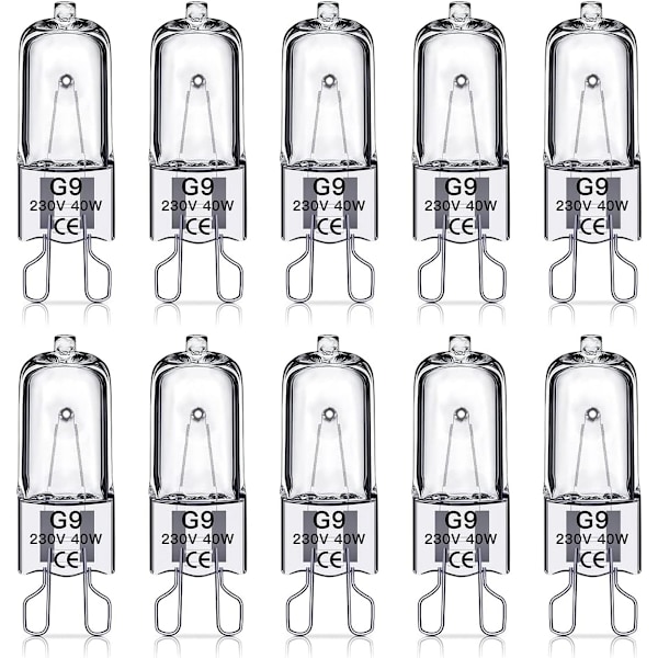 G9 halogeenivalot 40W, 230V, 10 kpl