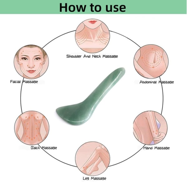 Gua Sha Facial Tool Natural Jade Stone Massagebräda Verktyg for SPA akupunkturterapi Triggerpunktsbehandling, Gua Sha skrapning