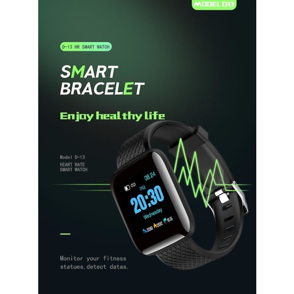 Smart armband tresäkert bluetooth ringer 1,83-tums stegräkning puls watch