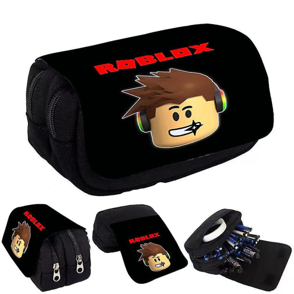 Roblox Game Dubbellagers blixtlås Pennväska Tecknad pennfodral Case for grundskoleeleverC