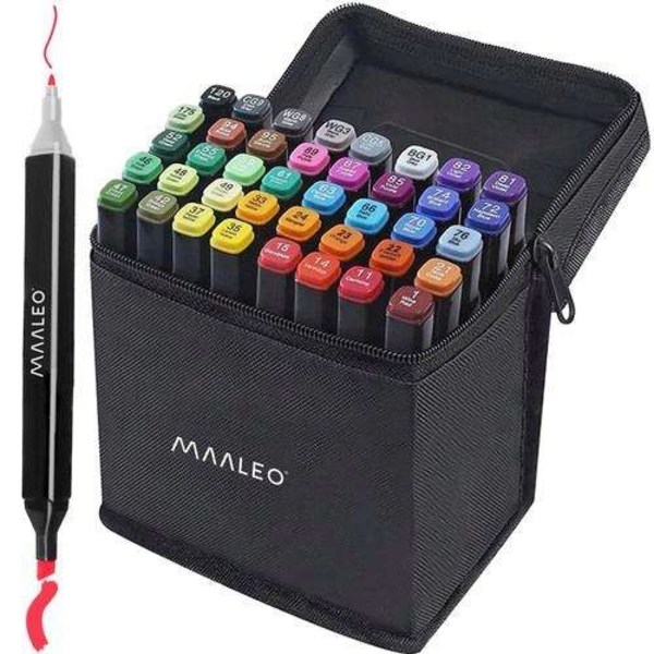 40-pack - Dubbelsidiga Tuschpennor med Fodral - Pennor multicolor 610