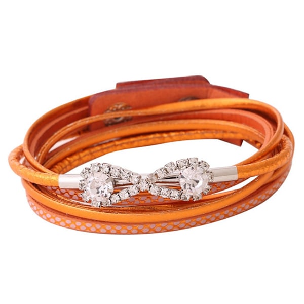 Kvinner Flersjiktet Inlagt Armbånd Rhinestone Bue Henge Armbånd Smykker (Orange) 0.1