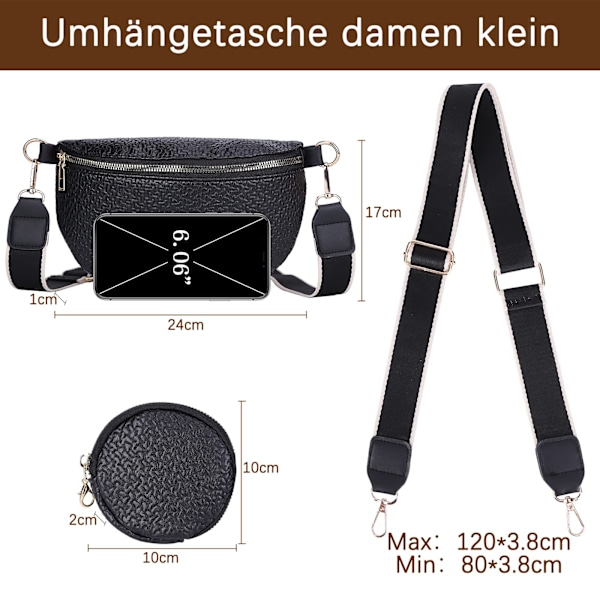 Crossbody-veske for kvinner, liten skuldertaske