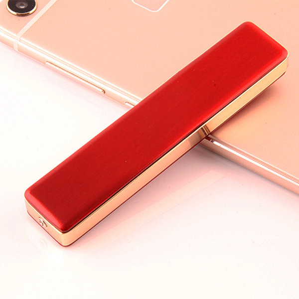 Elektrisk lighter USB genopladelig Flammefri vindtæt tynd design med USB kabel Red
