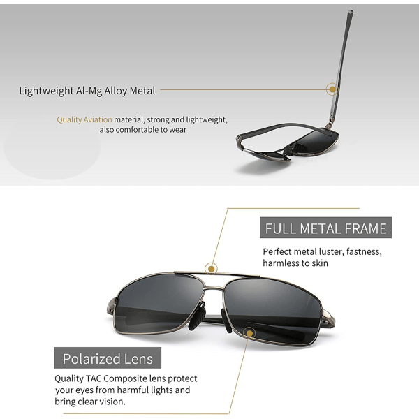 Ultralätt rektangulära polariserade solglasögon Man UV400 Pro