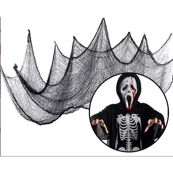 Wabjtam Halloween Creepy Kangas Musta 76cm*10m - Halloween-koristeet tyhjennys - Kammottavat Spooky Halloween-koristeet ulkona sisätiloihin