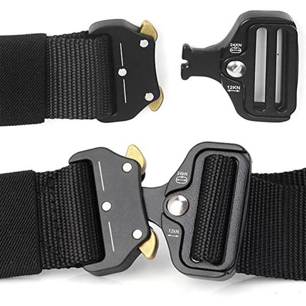2-pack nylon justerbart militärt taktiskt bälte (svart, 125 cm)